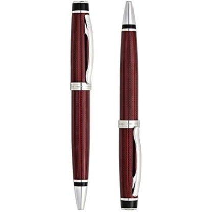 Xezo Incognito Twist Action Ballpoint Pen, Medium Point. Burgundy Red Lacquer with Pure Platinum Plating. Handcrafted, Limited Edition, Serialized
