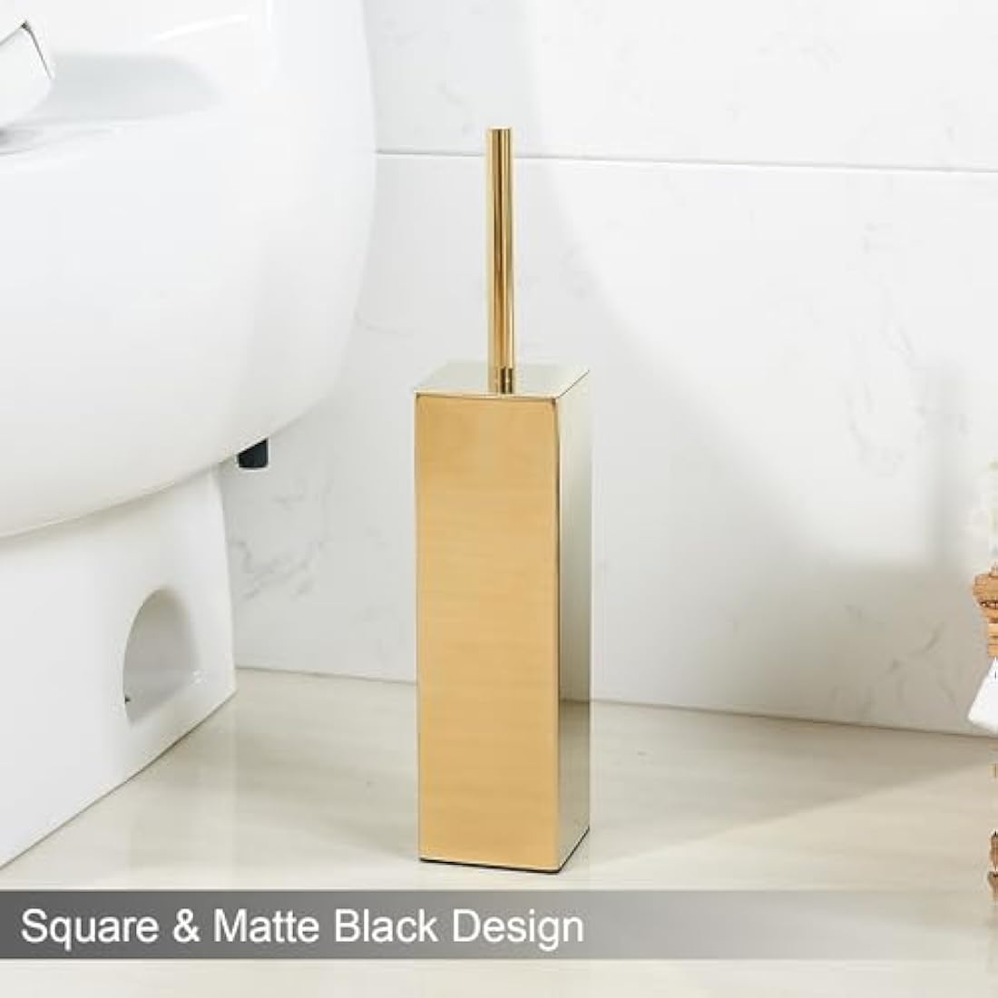 BGL Stainless Steel Material Stand Toilet Brush Holder For Bathroom And Hotel (gold)