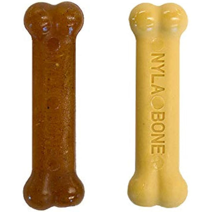 Nylabone Gentle Puppy Dog Teething Chew Toy Bones, Chicken/Peanut Butter Flavour, XS, for Puppies Up to 7kg (Twin Pack), for All Breed Sizes