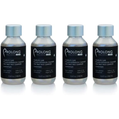 Prolong Lash Eyelash Extension Shampoo - Foaming Cleanser Concentrate for Eyelash Extensions - Eyelashes and Face - Removes Makeup & Debris - 100 ml (Pack of 4)