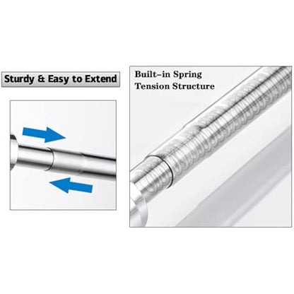 EC Breath Extendable Shower Curtain Poles 155-260cm Telescopic Tension Rod Rail Stainless Steel Bath Closet Hanging Pole