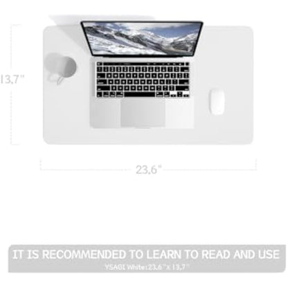 YSAGi Non-Slip Desk Pad, Waterproof PVC Leather Desk Table Protector, Ultra Thin Large Mouse Pad, Easy Clean Laptop Desk Writing Mat for Office Work/Home/Decor (60 x 35 cm, White)