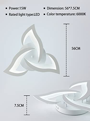 KAUCQI LED Ceiling Light 56CM 15W Modern LED Ceiling Lamp 6000K 1500LM Children's Room Light Petal Lamp for Living Room Bedroom Kids Room