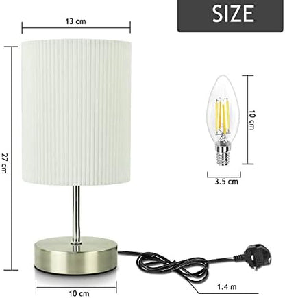 HSLighting Touch Control Bedside Lamps, Table Lamp with Metal Base 3-Way Brightness Changing Dimmable LED Light Bulbs Desk Lamp Night Light for Bedroom Living Room (Metal Base-Silver-2pack)