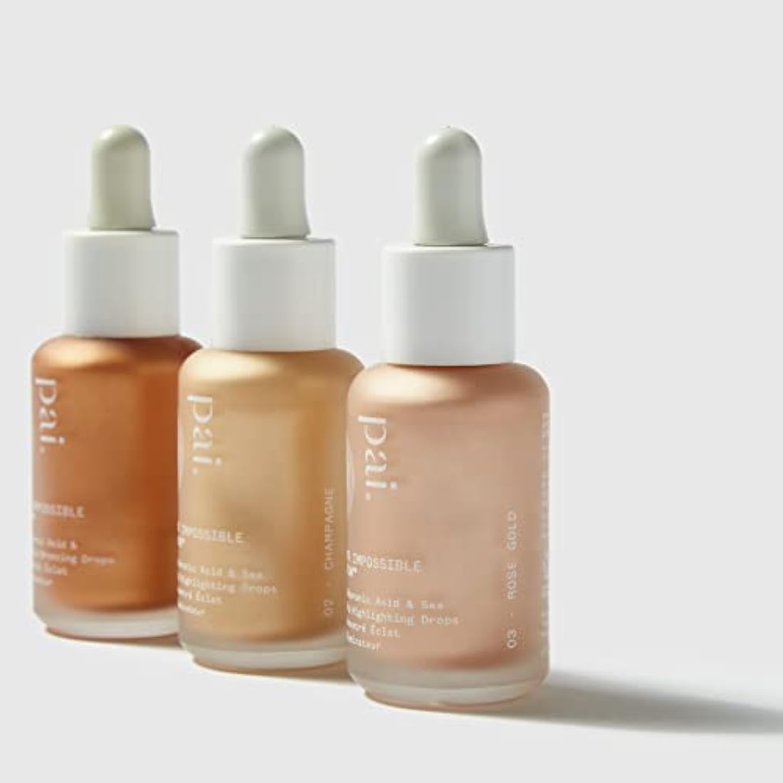 Pai Skincare | THE IMPOSSIBLE GLOW, Glow Drops Serum with Hyaluronic Acid, Certified Organic, Vegan, Cruelty Free - Rose Gold. 30ml