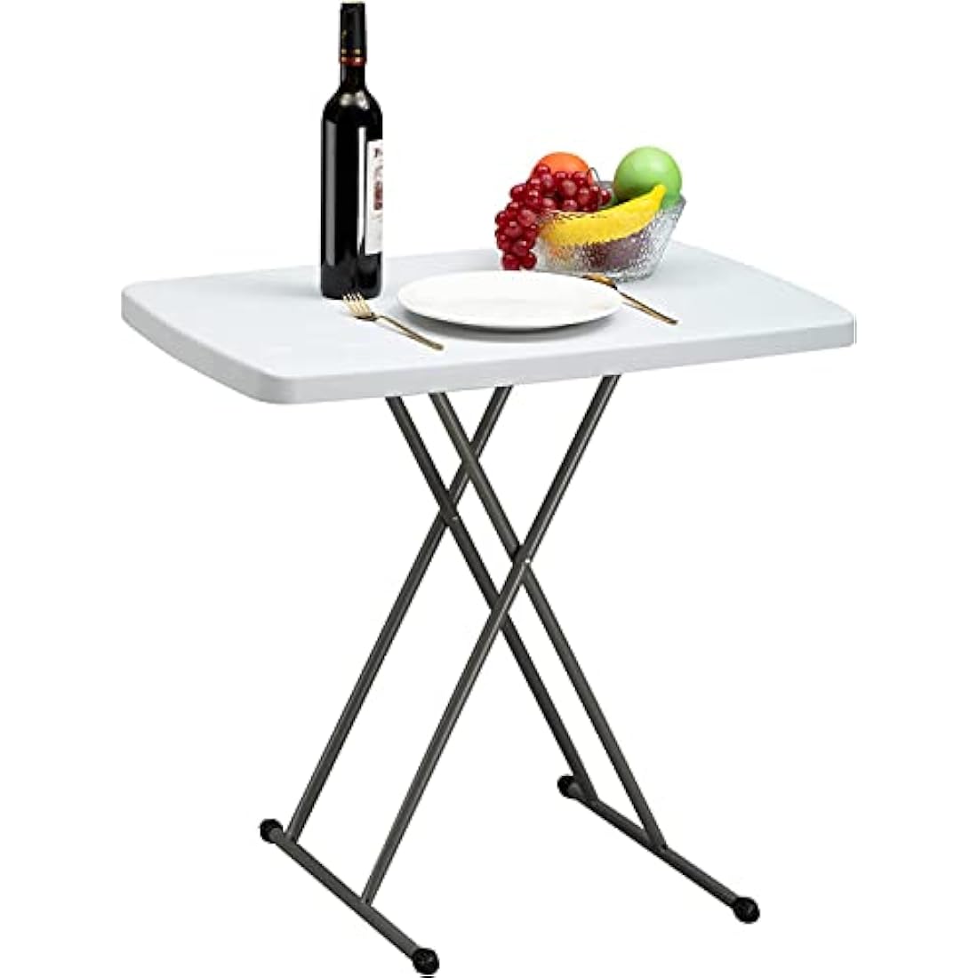 HollyHOME Small Folding Table 2.5FT/76cm Foldable Dining Table for Garden Patio Balcony Camping Portable Picnic Tables Height Adjustable Trestle Tables for BBQ Catering Party Kitchen Outdoor Indoor