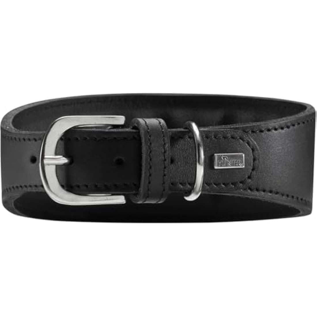 HUNTER Super Soft Leather Padded Greyhound Collar 47 (S-M) Black