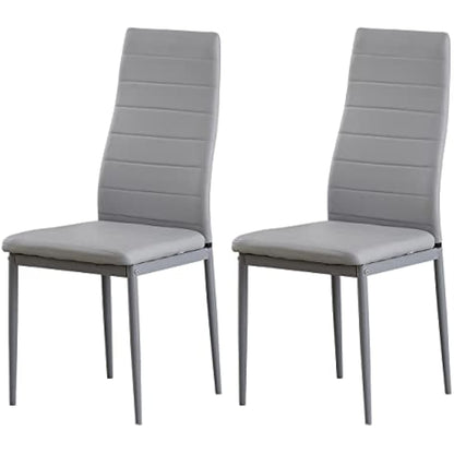 Redd Royal Set of 2 Dining Room Chair Kitchen Chairs Only Faux Leather Metal Legs Comfy Upholstered Padded Seat Modern Home Office Chairs for Party Restaurant Dinette (2 grey pu leather)
