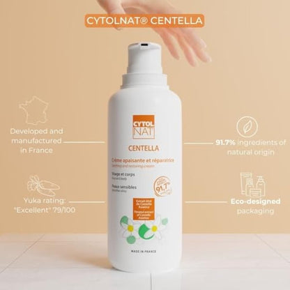 CYTOLNAT - Centella Soothing and Repairing Cream - Moisturizes, Repairs, Soothes, Reduces Redness and Irritation - Sensitive and Fragile Skin - Face and Body - Natural Formula - 400 ml