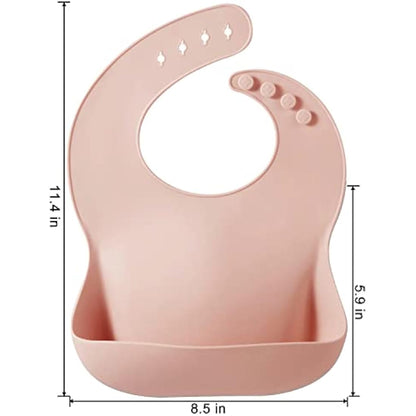 PandaEar 3 Pack Silicone Bibs for Babies & Toddlers, Waterproof Baby Bibs 6-12-18 months for Weaning, BPA Free Adjustable Baby Feeding Bib with Large Pocket Food Catcher