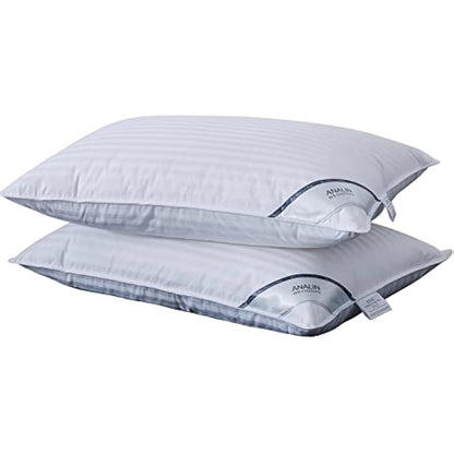 ANALIN 2 pack Goose Feather Down Pillows, 100% Cotton Shell, Non-allergenic & Anti dust mite, Soft Hotel Quality Pillows (50% Goose Down)