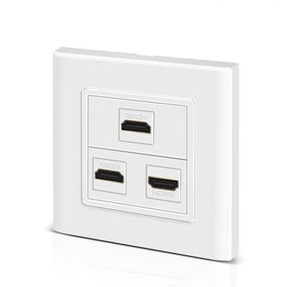 TNP HDMI Wall Plate (3 Port, White) HDMI Faceplate Socket Insert Jack Outlet Panel Mount Support 4K 60Hz HDR ARC/eARC Full HD 3D Ethernet High Speed Cable Extension Coupler f/Projector & Home Theater