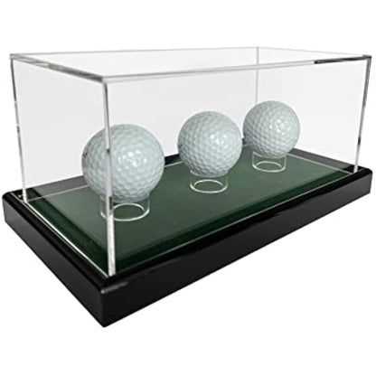 LL-Golf Large universal acrylic display case 22x12x10.5 cm / showcase with green velvet for model car 1:24, 1:32, tennis ball, baseball, 3 golf balls, minifigures, models, clock, minerals
