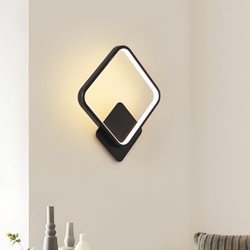 ZTWLEED LED Indoor Wall Lamp 14W,Black Square Modern Indoor Wall Light Three Types of Dimmable,RA85 Wall Lamp Perfect for Bedroom Living Room