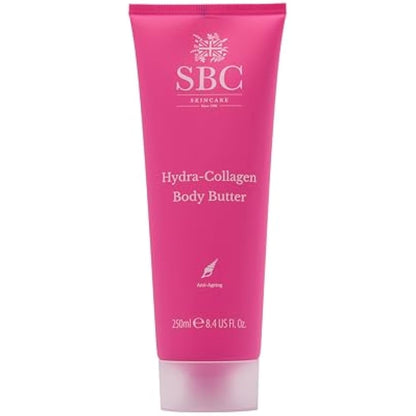 SBC Skincare Hydra-Collagen Body Butter 250ml, Anti-Ageing & Firming Moisturiser, Marine Collagen, Shea Butter & Vitamin E, Fast-Absorbing & Non-Greasy
