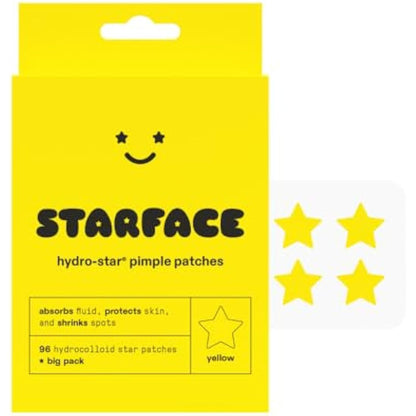 Starface World Hydro-Stars Big Pack, Hydrocolloid Pimple Patches, Absorb Fluid and Reduce Redness, Cute Star Shape, Cruelty-Free Skincare (96 Count)