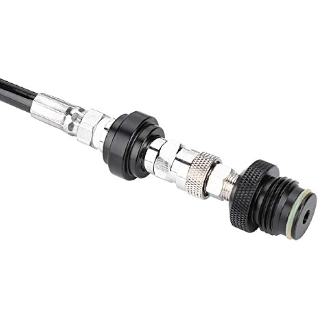 Demeras Paintball Hose for HPA/CO2, Black, Copper, Rubber, Aluminium, 4500 PSI, 1 Pack, Paintball Activities, Remote Coil Cylinder Connection Valve Hose