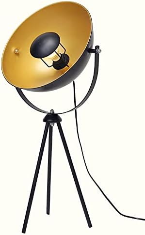 Osasy Retro Studio Floor Lamp - Vintage Black Gold With Ø 34 cm Lampshade, Max. 60W, 147cm Height - Metal Lamp for Living Room, Bedroom