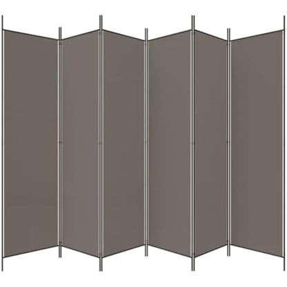 vidaXL 6-Panel Room Divider - Versatile And Durable Foldable Partition - Ideal for Privacy, Blocking Sunlight or Decor - Anthracite Fabric and Iron - 300x200 cm
