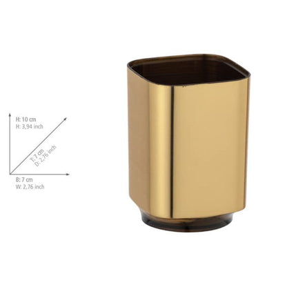 WENKO Auron Gold Holder for Toothbrush and Toothpaste, 10 x 7 x 7 cm