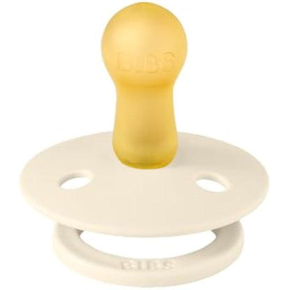 BIBS Colour Soother 2-Pack, BPA Free Dummy Pacifier, Round Nipple. Natural Rubber Latex, Size 2 (6-18 Months), Ivory/Sage