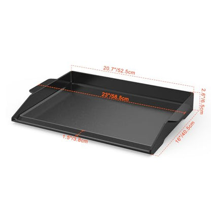 Onlyfire Universal Enamelled Cast Iron Griddle Plancha, Non-Stick Coating Grill Plate with Extra High Sidewalls for All Gas Grills and Gas Hob,