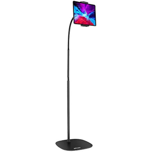 AICase Aluminium Adjustable Height Adjustable (91 cm - 137 cm) & 2.2 kg Stable Base with Gooseneck Compatible with iPad/Tablet from 4.6-13 Inches/Mobile Phone Holder Holder Floor Stand