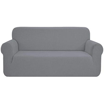 SAMSTEX Stylish Sofa Cover Stretch 1-Piece Sofa Slipcovers High Stretch Sofa Covers 3 Seater Thick Soft Sofa Protector Machine Washable Non Slip Couch Covers (3 Seater, Light Grey)