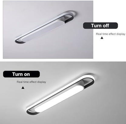 Naroume Modern LED Flush Mount Ceiling Lamp, 72cm Linear Metal Ceiling Chandeliers for Living Room, Bedroom, Dining Room, Office, Hallway, Closet, Aisle