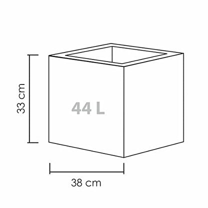 Scheurich C-Cube planter, plastic, STONY GREY, 38x38 cm, H?he 33 cm