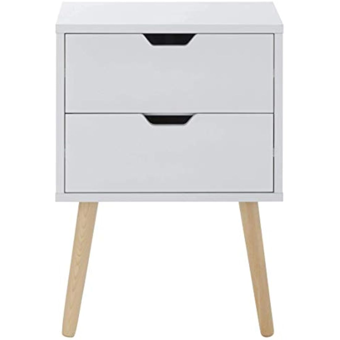 GFW Nyborg Scandinavian Style Side Table With 2 Drawer & Storage Shelf Modern Bedside Cabinet, Quick Easy Assembly, Flat Pack Bedroom Furniture, Wood, White, 30D x 40W x 56H