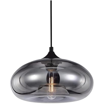 HJXDtech Pendant Light with 28cm Glass Lampsahde, Industrial Vintage Loft Bar E27 Ceiling Hanging Lamp for Kitchen, Dining &Living Room (Silver)