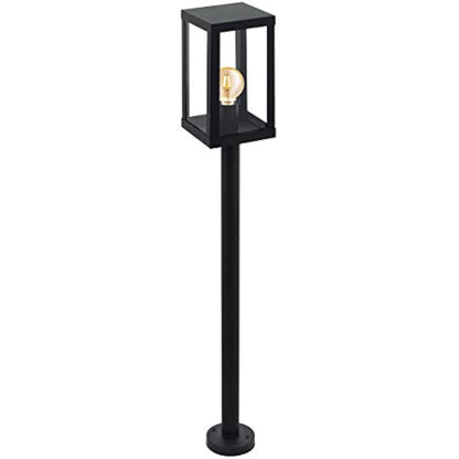Eglo Alamonte 1 Outdoor Lamppost, Black Glavanized Steel and Clear Glass Driveway Light, Electric Garden Lighting, E27 Socket, IP44