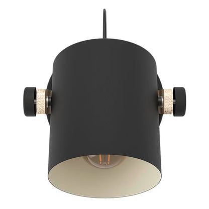 Eglo Infoor Wall Light Hornwood, Vintage Wall lamp in Industrial Design, Retro Lighting Made of Steel and Wood, Colour Black, Cream, Brown, Socket