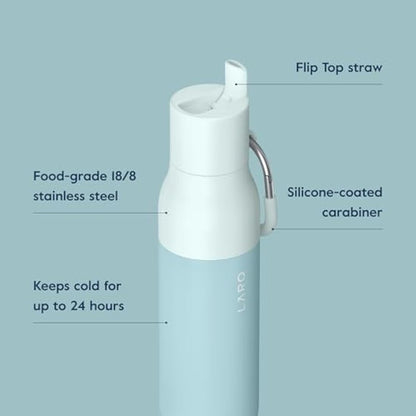 LARQ Bottle Flip Top 17oz - Insulated Stainless Steel Water Bottle with Straw | BPA Free | Reusable Water Bottle for Sports, Gym, and Travel | Keep Drinks Cold, Seaside Mint