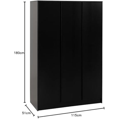 Seconique Malvern 3 Door Wardrobe in Black