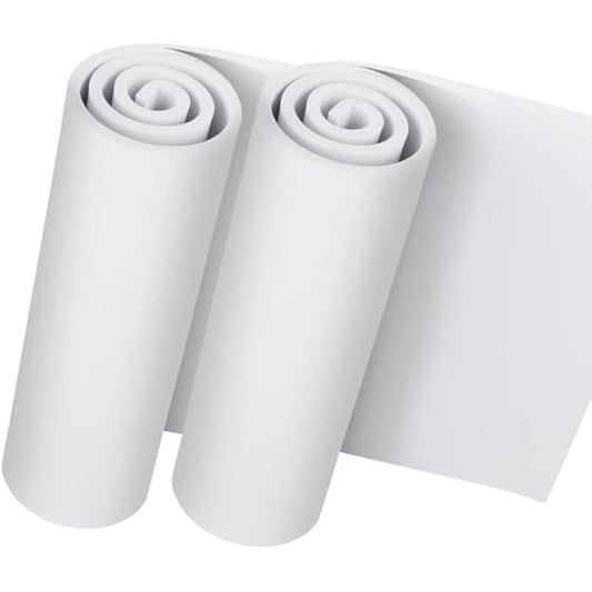 Do²ping 2-Pack White EVA Foam Sheets, 6mm Thick Premium Foam Sheets for Crafts, 35x124.5cm High Density 86kg/m3 EVA Foam for Cosplay Costume, DIY Projects (2PCS 6mm White)
