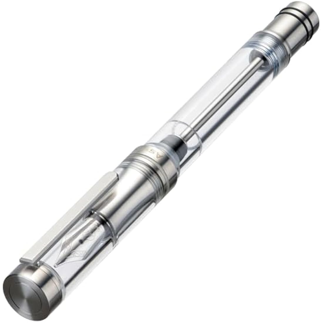 Asvine V200 Titanium Fountain Pen Vacuum Filling, Iridium Extra Fine Nib Clear Transparent Acrylic Smooth Writing Pen Case Set
