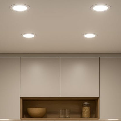 JANDEI – Pack of 20 18W LED Recessed Ceiling Lights, downlights Round, Flat, with matt White Aluminium Ring, Driver Included, Neutral White Light 4200K