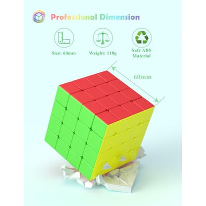 ROXENDA Speed Cube - Fast Smooth Turning Solid Durable & Stickerless Frosted, Best 3D Puzzle Magic Cube Toy - Turns Quicker than Original for kids Gift & Adult & Children(4x4x4 Cube)