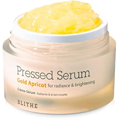 BLITHE Pressed Serum Gold Apricot – Hydrating serum with apricot extract and niacinamide, for dry and radiant skin, with a bouncy texture, Korean skincare (50 ml)