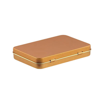 Globellapro 10.8 * 7.6 * 1.77cm Rectangular Tin Boxes Gold Hinged Storage Tins Metal Empty Tins Containers Tweezers,Tools Small Items Storage