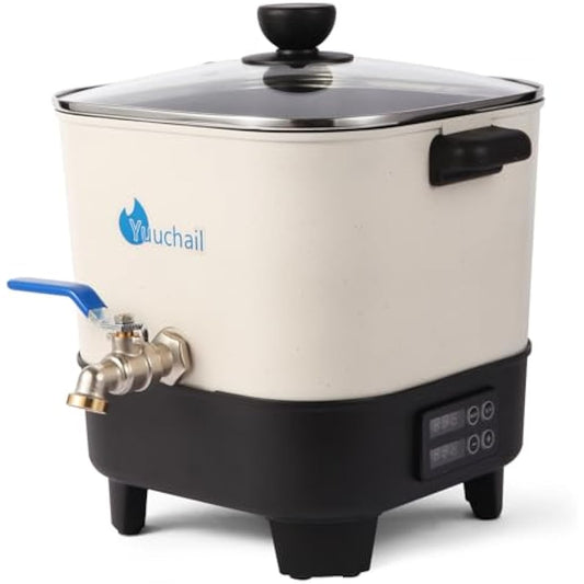 Yuuchail Wax Melter for Candle Making, 6.5L Large Wax Melting Pot with Digital Display & Non-Stick Tilted Bottom Easy Clean Up for Craft or Business