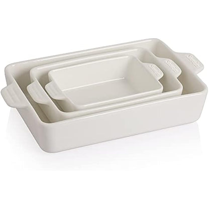 Sweejar Home Ceramic Bakeware Set, Rectangular Baking Dish Lasagna Pans for Cooking, Kitchen, Cake Dinner, Banquet and Daily Use, 30 x 20 x 7 cm of Casserole Dishes (White)
