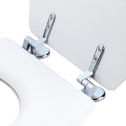 Beldray LA032355WHTFEU7 Wooden MDF Toilet Seat – Oval Shaped, Stainless Steel Release Hinge For Easy Cleaning, Top Fixing White Toilet Seat, Standard Fitting For Most Toilets, Seat Size: 360 x 428mm