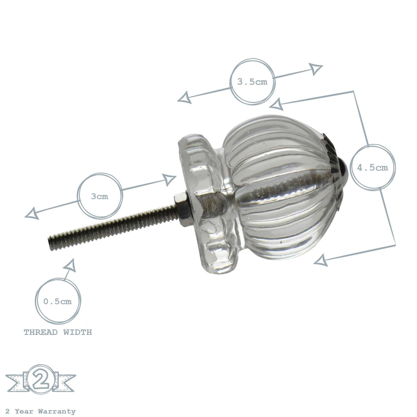 Button Glass Door Knob