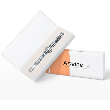Asvine P80 Piston Filling Fountain Pen Fine Nib, Spider Skeleton Transparent Gray Acrylic Pen Case and Wrench Set