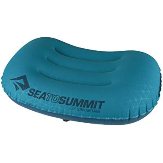 Sea to Summit - Aeros Ultralight Pillow L - Lightest Curved Inflatable Travel Pillow - Stretch-Knit 20D Polyester - Lock System - For Ultralight Backpacking - 44 x 32 x 14cm - Aqua Blue - 70g