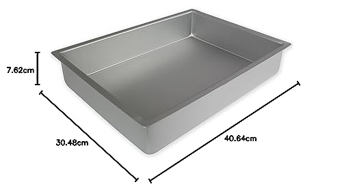 PME OBL12163 Aluminium Oblong Cake Pan 12 x 16 x 3-Inch Deep , Silver
