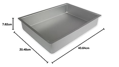PME OBL12163 Aluminium Oblong Cake Pan 12 x 16 x 3-Inch Deep , Silver
